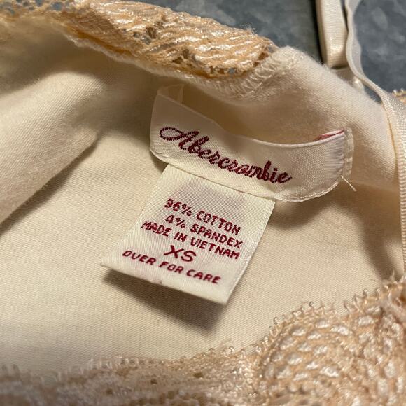 Vintage Y2K Abercrombie Lace Cami Tank Top XS Bundle Pink Cream Spaghetti Strap - Picture 4 of 11